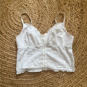 Aerie White Smocked Top Size Large